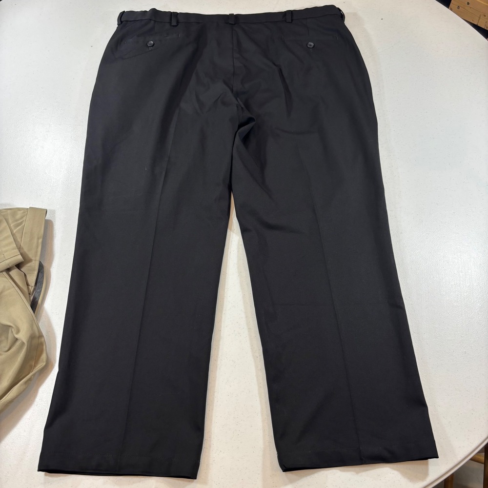 Lot of 2 Haggar Cool 18 Pro Mens Pants 44x30 Black Pleated Khaki Flat Front - Picture 6 of 11